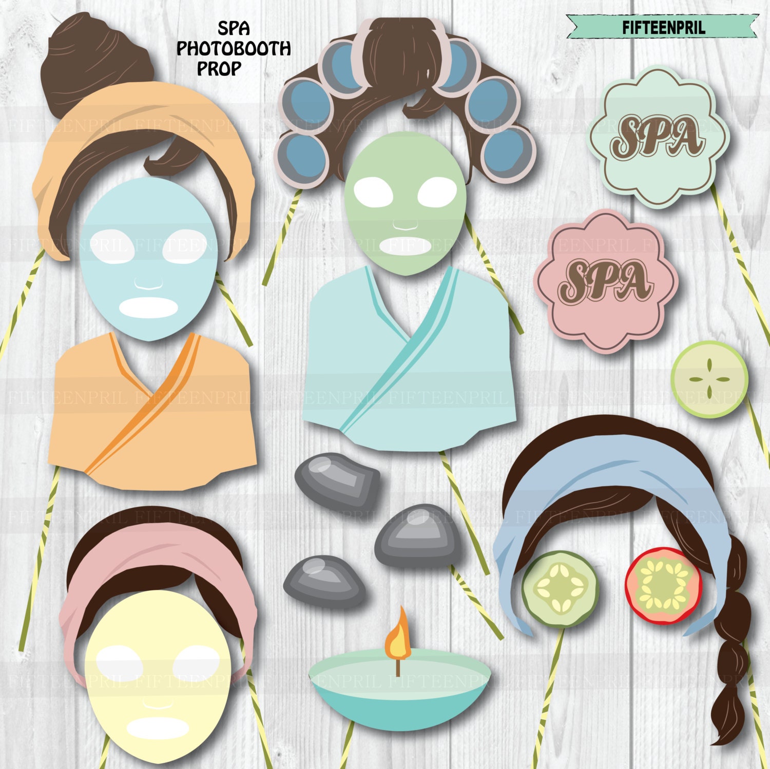 Instant Download Spa theme party photo booth prop by FifteenPril
