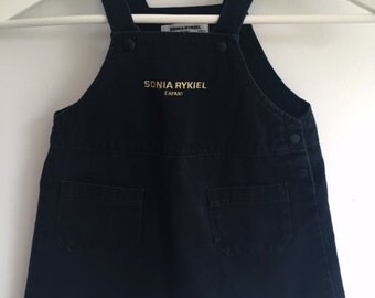 90s Vintage SONIA RYKIEL Enfant PINAFORE Dress Sz 1 (6-12-18Months)