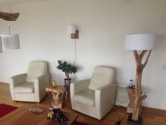Lampada da terra fatta di tronchi di rovere e di gbhnatureart Lampada piantana legno