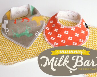 Pattern 'MUMMY MILK BAR' Bib & Burp Cloth Bundle