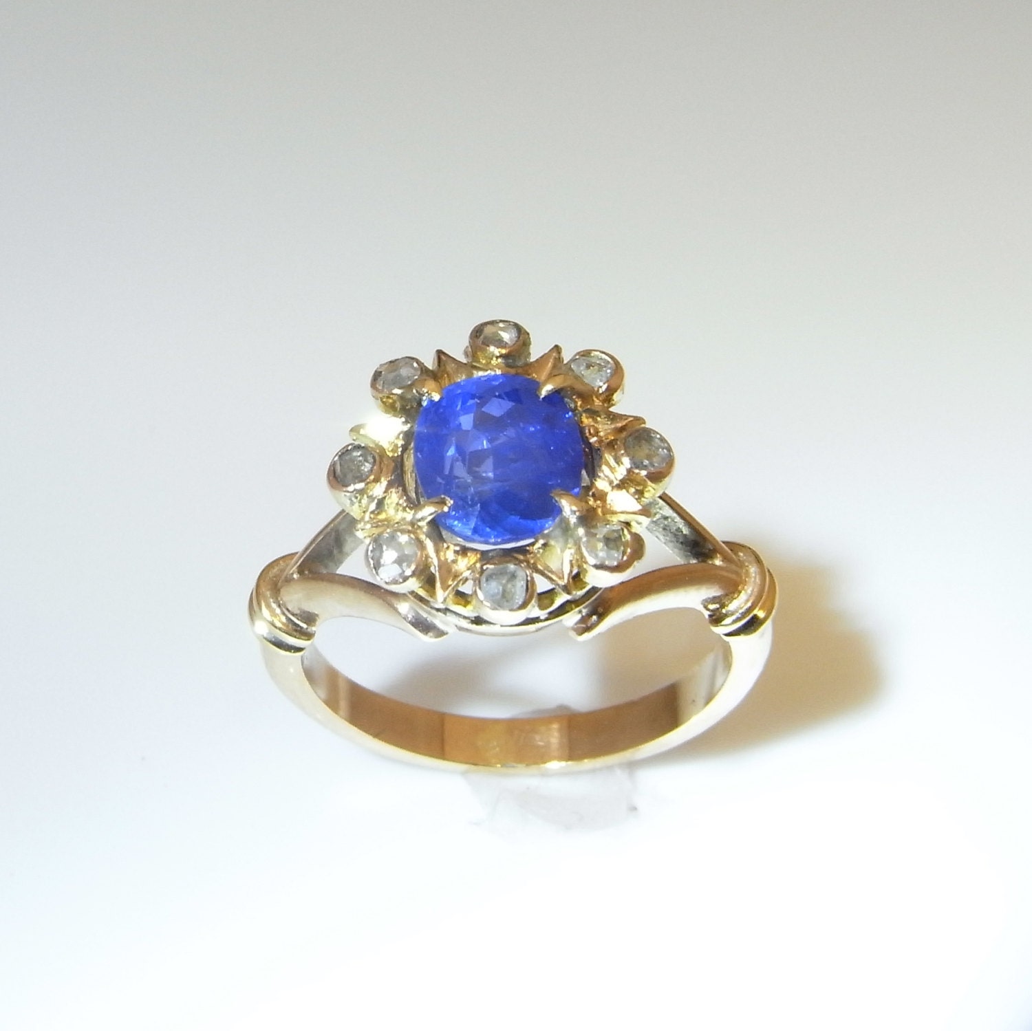 Victorian Sapphire Engagement Ring Antique Diamond Engagement