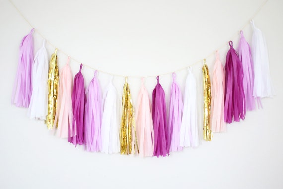 Purple and Gold Tassel Garland Purple Party Decor by BlushBazaar