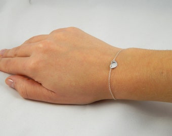 Sterling Silver initial heart bracelet, personalized bracelet, monogram letter bracelet, heart bracelet, children kids bracelet 446