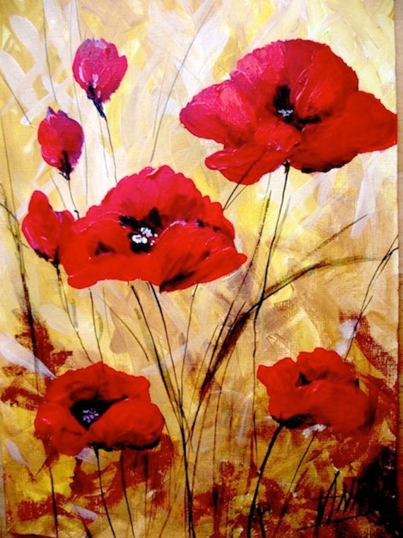 Greeting cards Red poppies Printed of my Original