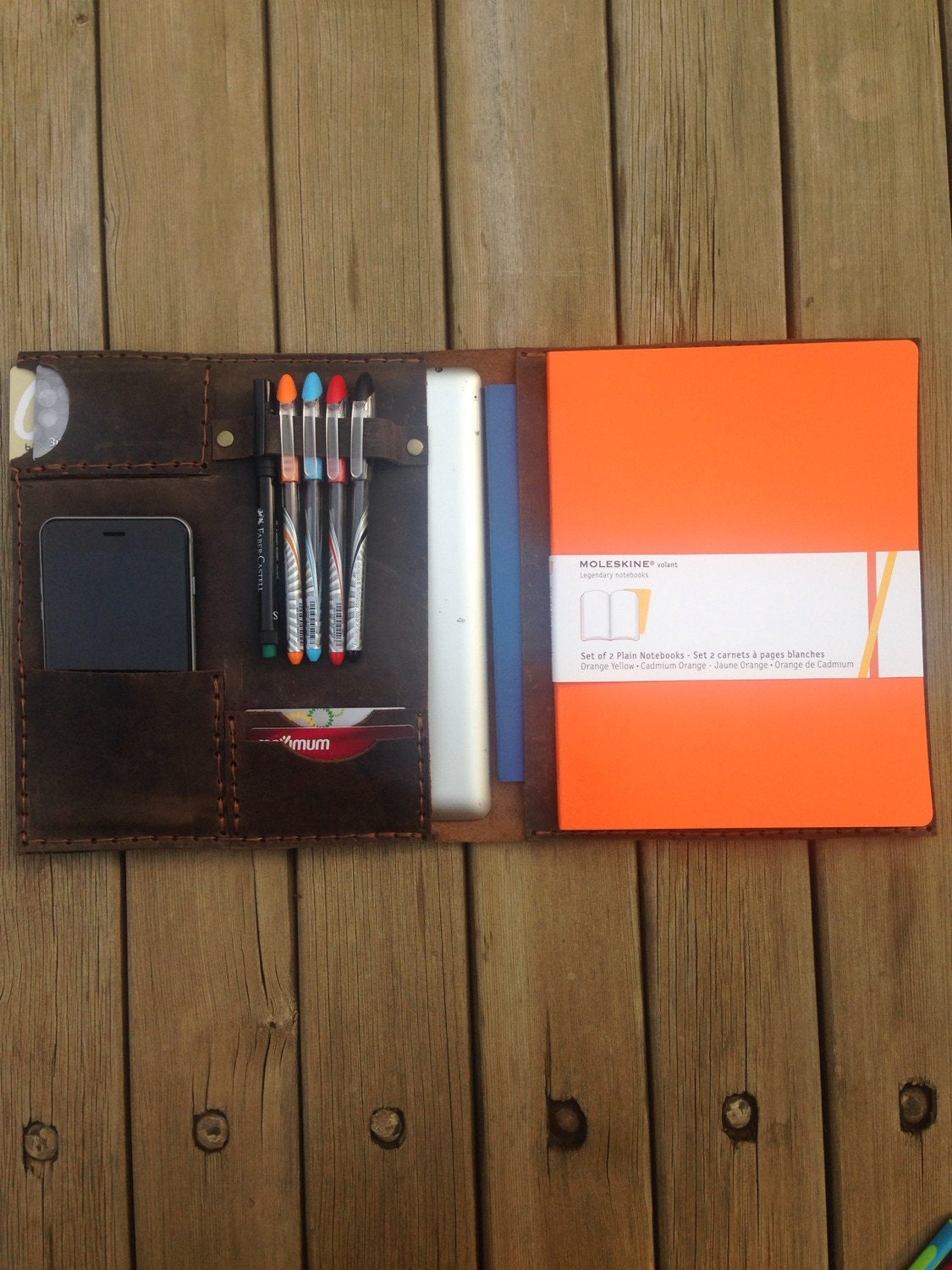 Ipad and Moleskine XL portfolioNotebook coverLeather