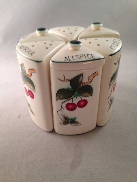 Vintage Ceramic Spice Jars Wedge Shaped