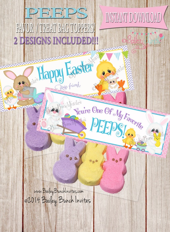 Easter Favorite Peeps Bag Toppers Party by BaileyBunchInvites