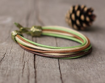 Brown green mens bracelet - designer wristband for men - masculine bracelet