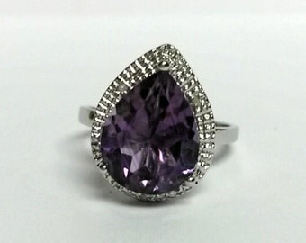 Psiroy 925 Sterling Silver Created Amethyst Floral Cocktail Ring - Anniversary Gift For Women