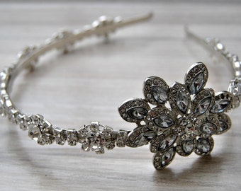 Rhinestone 1920s Headpiece, Flapper headband headpiece, Great Gatsby, Rhinestone crystal flapper Bridal Wedding headpiece headband