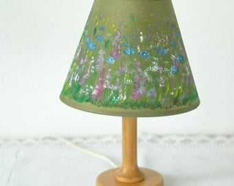 Hand-painted lamp shade with wild flowers
