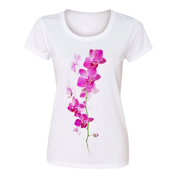 Orchid Pink Flower Top T-shirt Womens White Kawaii by kawaiiLNDN