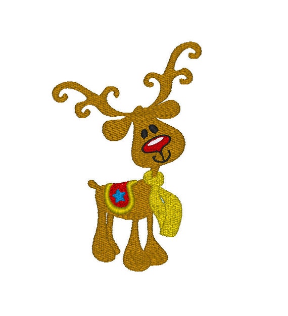 Embroidery Design Rudolph the red nosed reindeer by FabricModern
