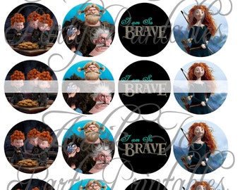 Brave Merida Birthday Party 2" Circles - Cupcake Toppers, Gift Tags, Etc - Instant Download Princess Themed SALE!!