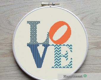 modern cross stitch pattern LOVE, LOVE sign, PDF ** instant download**