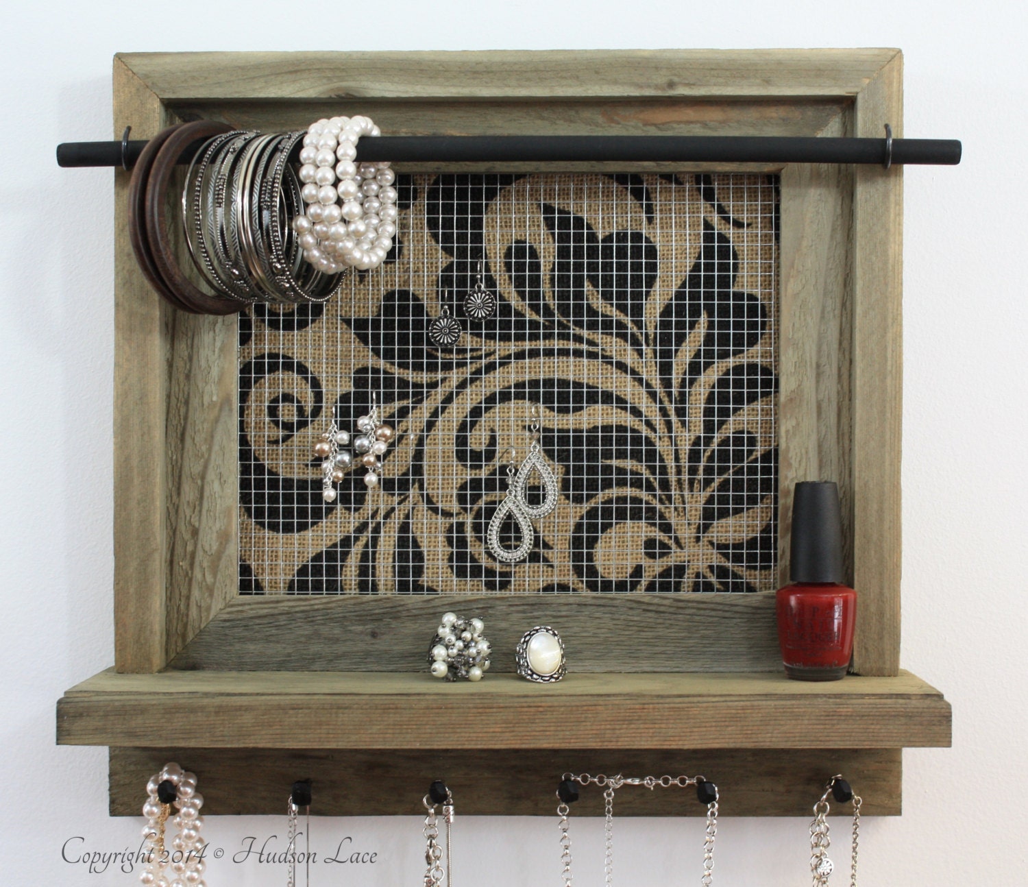 Jewelry Display Rustic Shelf Organization Floral by HudsonLace