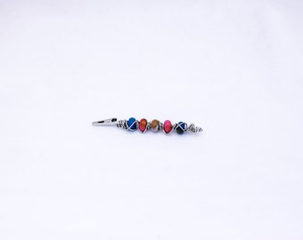 Silver Wire-Wrapped w/ 5 Bright Colored Beads, Cigarette Roach Clip, Wire Handle, Tobacco Cigarette Medical Marijuana Hemostat Hemostats