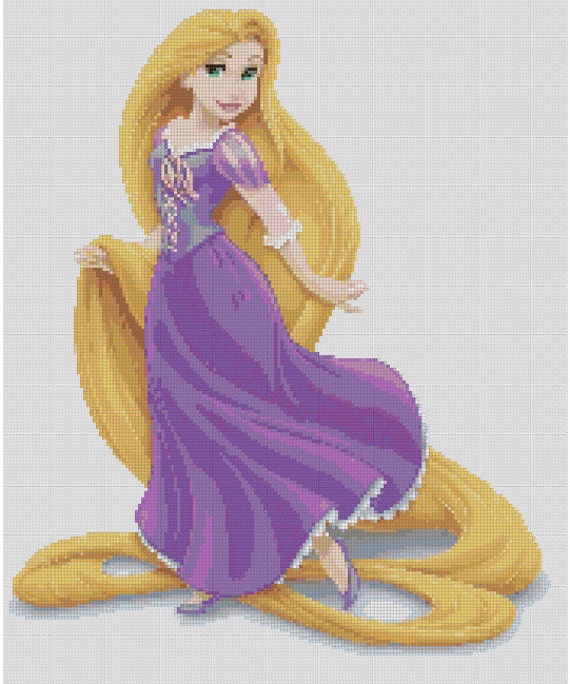 Counted Cross Stitch Pattern Disney Rapunzel in Classic Gown