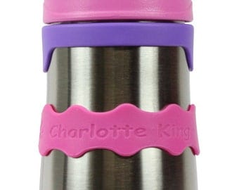 Personalized Orbit Labels for baby bottles and sippy cups by InchBug (Flamingo Pink 2-PACK)