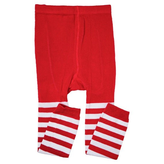 Red and white striped tights baby