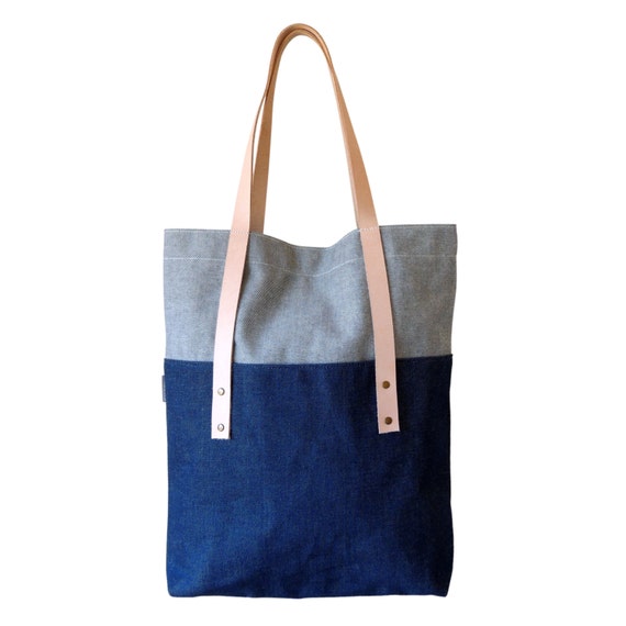 SALE, Large Denim Tote Bag, Eco Friendly Made in USA Tote, Oversized ...