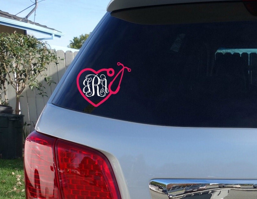 Download Nursing Monogram Car Window Decal Stethoscope Heart Monogram