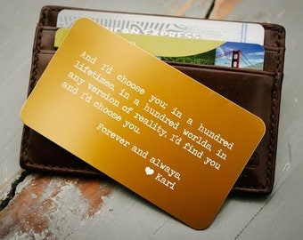 Custom Wallet Insert, Personalized Wallet Card: Valentine's Gift for Him, Anniversary Gift for Men, Father's Day, Deployment Gift