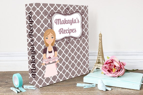 Personalized Recipe Binder 3 Ring Binder Woman by