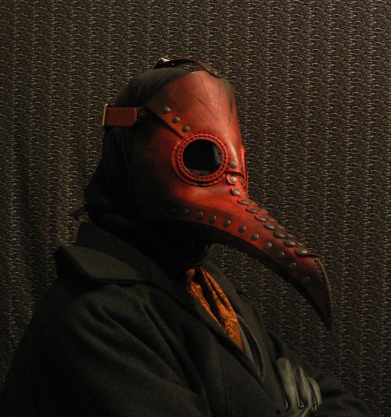Plague Doctor Mask in Red Leather - Steampunk inspired by KwestCostumeArt steampunk buy now online