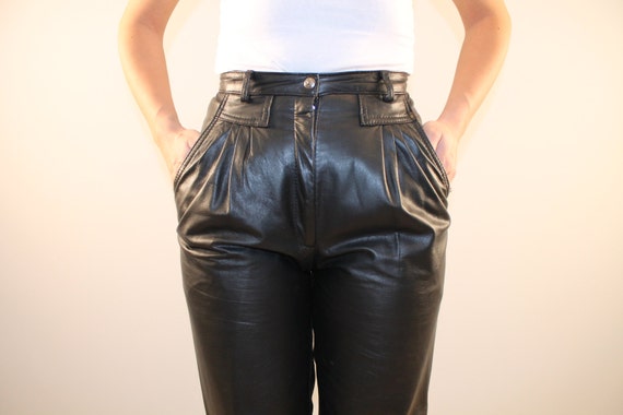 black baggy leather pants