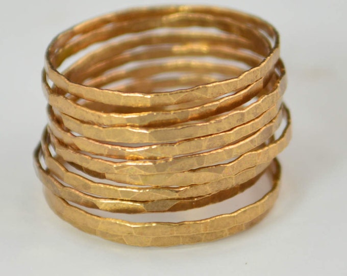 Set of 10 Rose Gold Vermeil Stacking Rings, Super Thin, Rose Gold Stacking Rings, Thin Rose Gold Ring, Rose Gold Jewelry, Rose Gold Ring