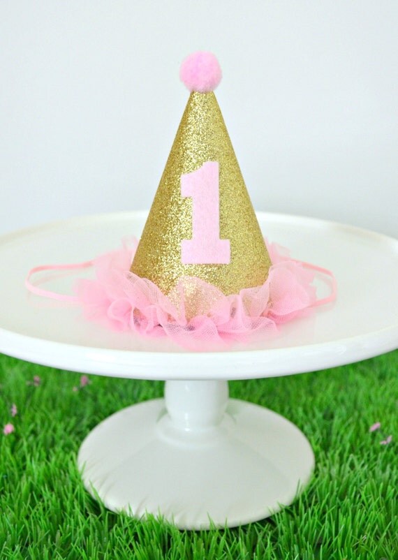 Mini Pink and Gold Glitter Party Hat / by LittleMissCharlie