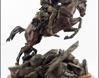 Bronze Sculpture : Outstanding Bronze Sculpture by Ken Payne (American, 1938-2012), "Scalps Worth More 'N Pelts" #358