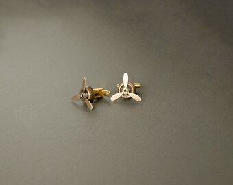 Propeller Cufflinks Steampunk Cufflinks Steampunk Gifts Gifts for Pilot Spinning Propeller Airplane Gifts for Him Mens Gifts