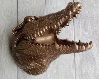 ANY COLOR Alligator Head Wall Mount / Gator // Faux Taxidermy // Crocodile Skull // Swamp / 3d Wall Plaque / Animal Nursery / Wall Sculpture