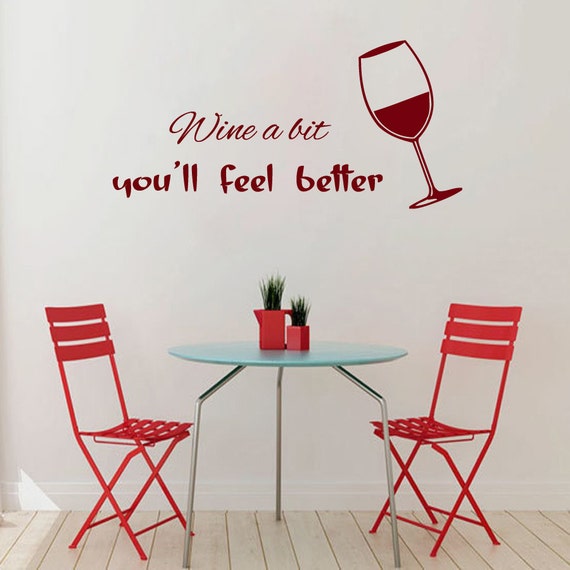 Wine Wall Decals Wall Quotes Glass of Wine Cafe Kitchen Decor