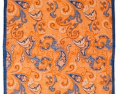 A Divine and Glamorous Orange Blue Pocket Square -- New Collection '14