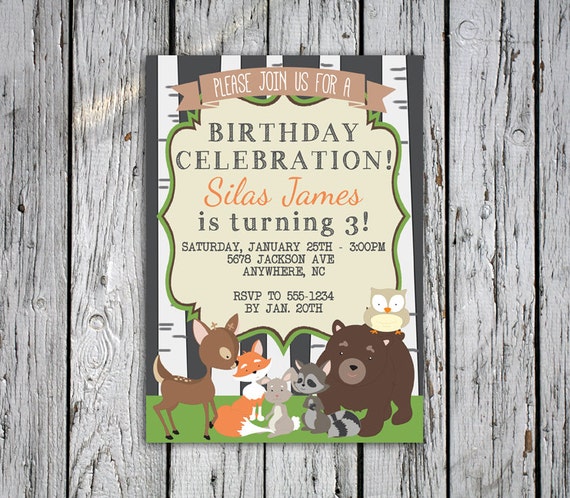 Woodland Animal Birthday Invitations 5