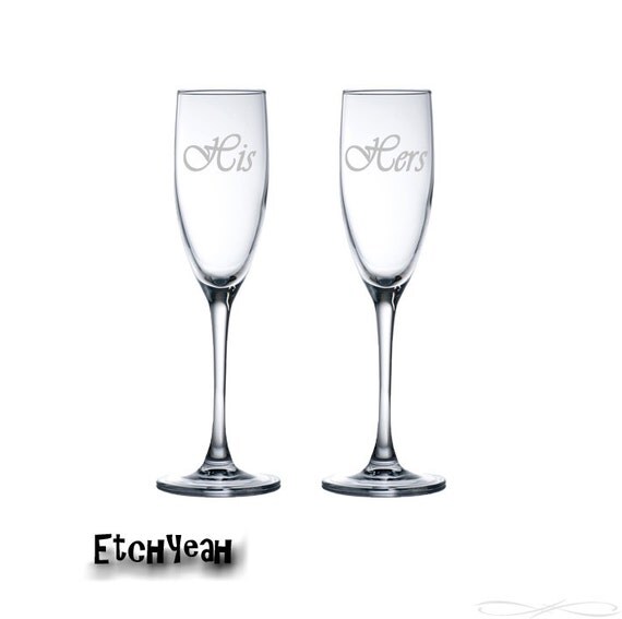 Custom Etched His And Hers Champagne Flutes Set Of 2 By Etchyeah