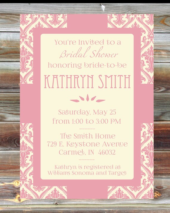 Personalized Bridal Shower Invitation Patterned Bridal