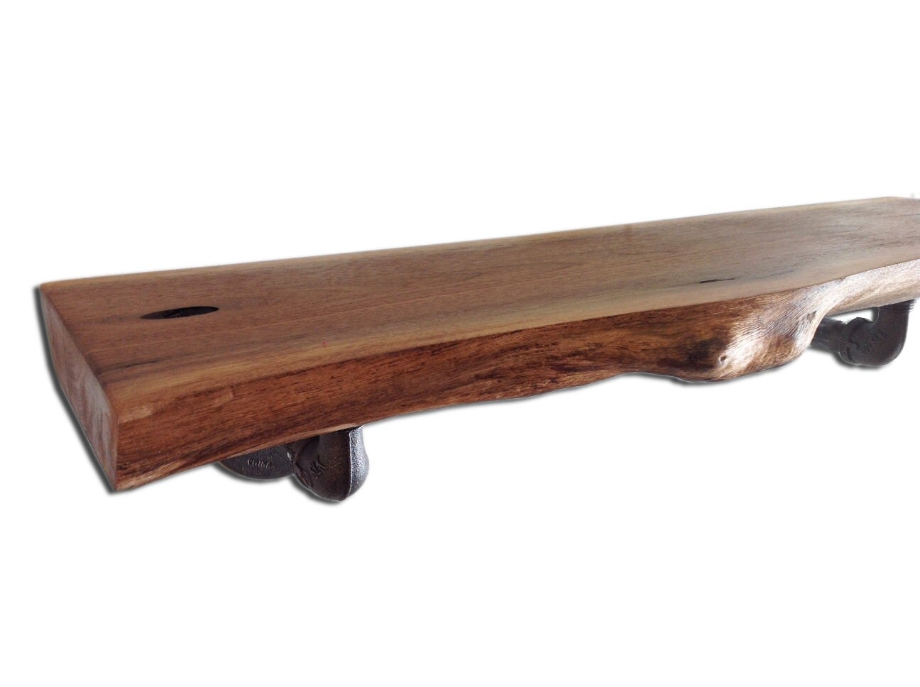 Thick black walnut Live Edge Wall Shelf with industrial interior decor pictures, interior decor home, interior decor room, interior decor of house, interior design images, and interior design rooms Live Edge Wood Shelves 968 x 1296