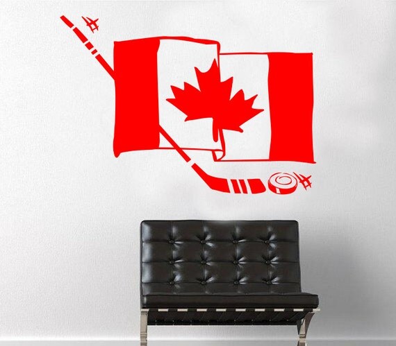 Items similar to Canada Flag Hockey Decal- Canada hockey, canada decal ...