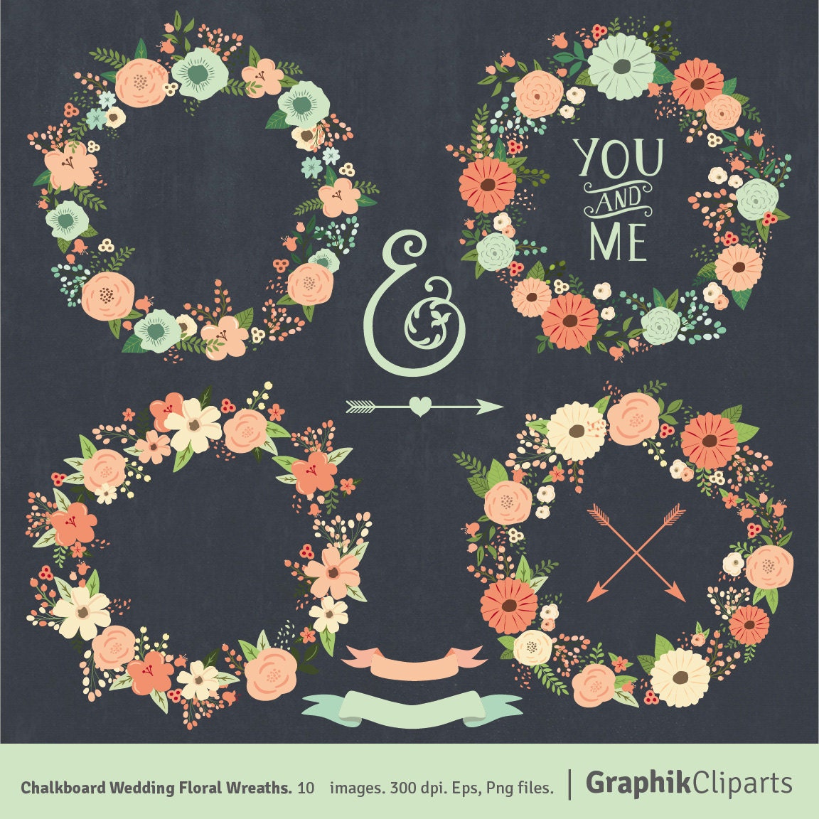 Chalkboard Wedding Floral Wreaths. FLORAL WREATHS