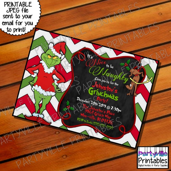 GRINCH CHRISTMAS PARTY Invitation Grinch by PartyvillePrintables