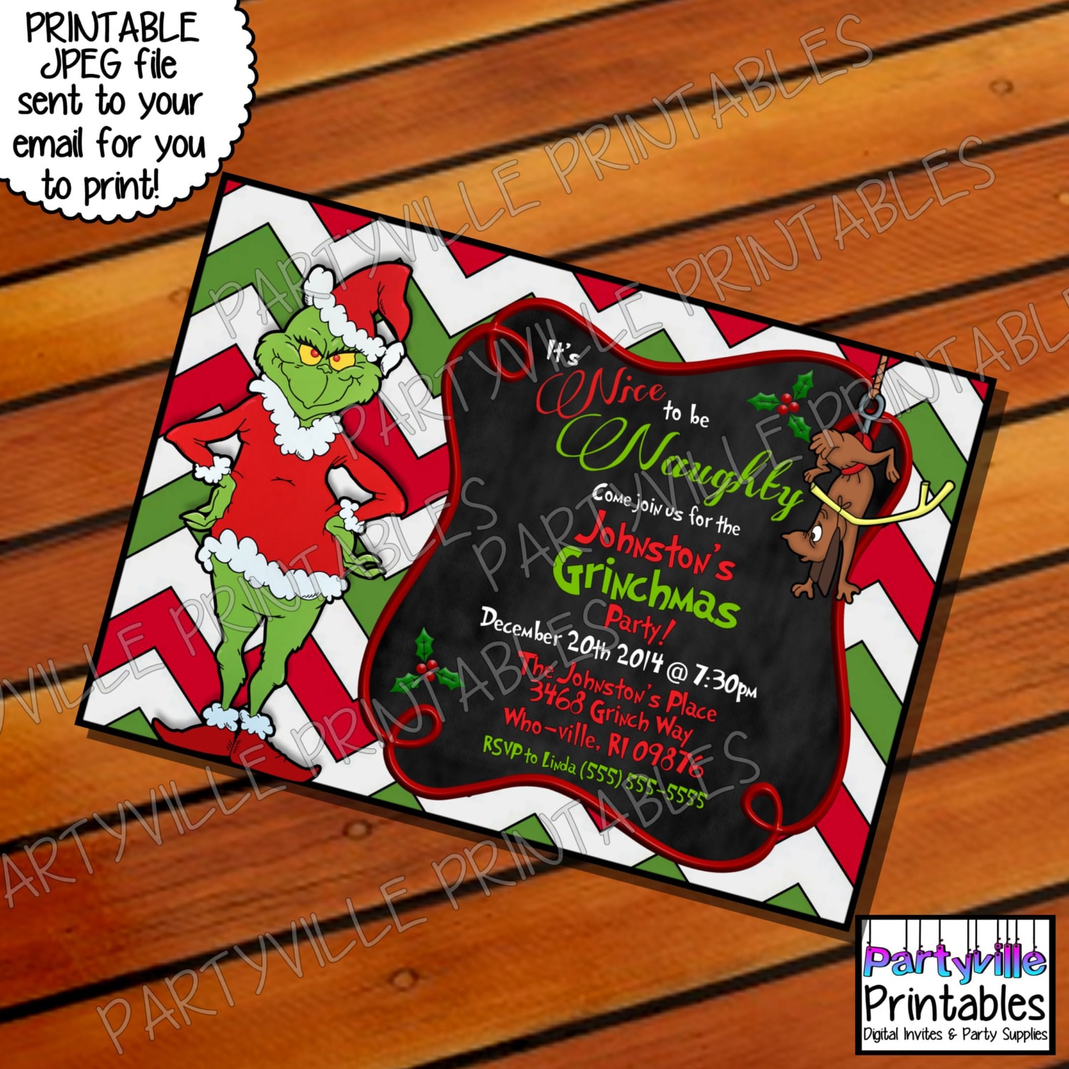 Grinch Christmas Party Invitation Grinch By Partyvilleprintables