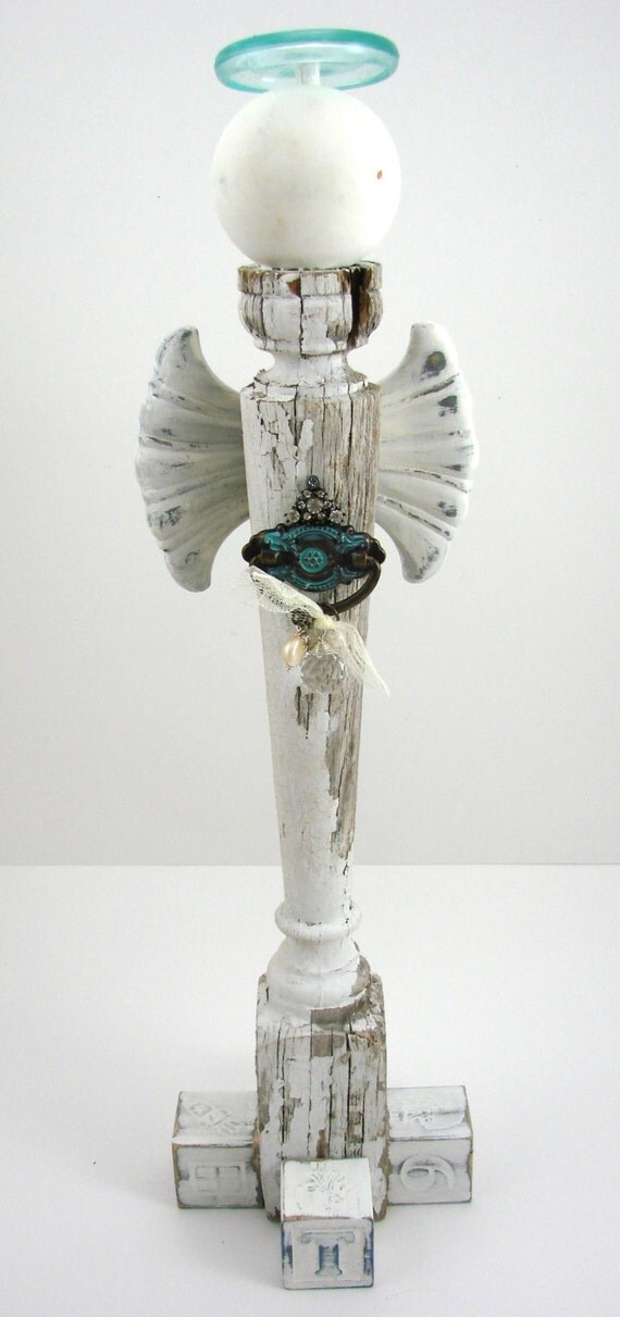 Salvage Wooden Angel Statue Architectural Repurposed Garden