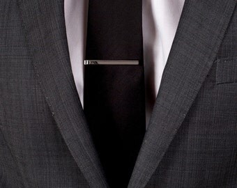 Custom hand engraved Tie Bar in solid sterling silver. 4mm wide skinny tie slide or tie clip hallmarked in Dublin Castle, Ireland.