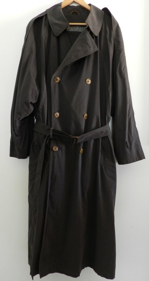 Men's Navy Trench Coat with Removable Wool Liner size L XL