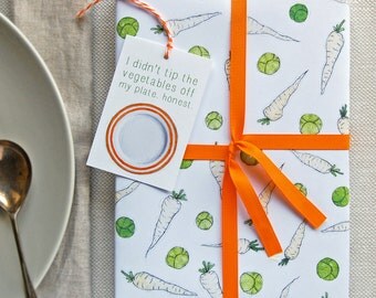 Sprouts And Parsnips Christmas Wrapping Paper Set - Festive Gift Wrap - Quirky Eco Friendly Paper - Children's Christmas Wrap