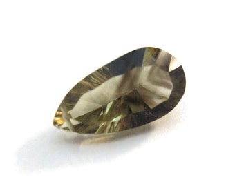 Natural Bio-Lemon Quartz, 1 Large Concave Cut Natural Gemstone, Smoky Quartz & Lemon Quartz Bead, 15mm x 8mm (Luxe-Blq1e)